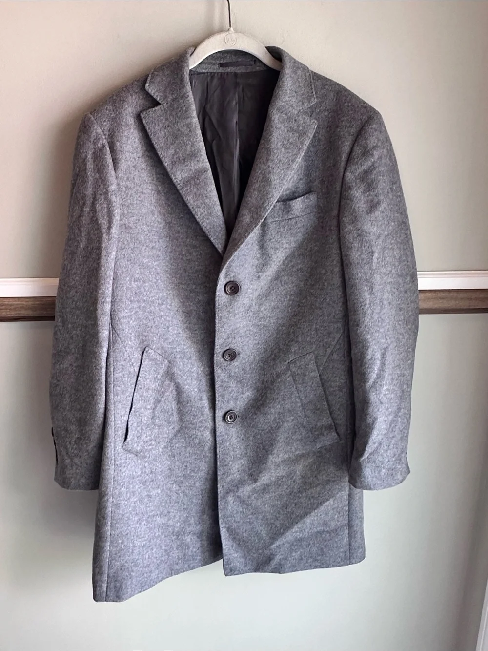 CHARLES TYRWHITT Pure Merino Wool Overcoat Light Gray